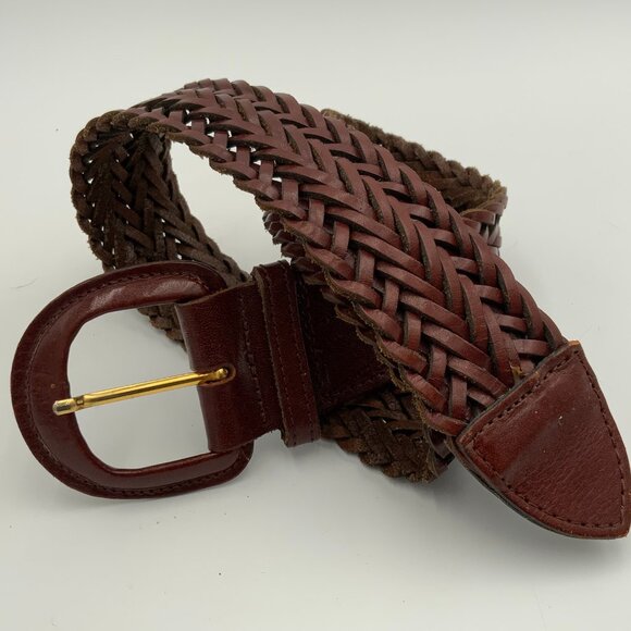 Vtg THE RITZ ACCESSORY COLLECTION 9482 Brown Braided Leather Belt Size SM - Picture 2 of 7